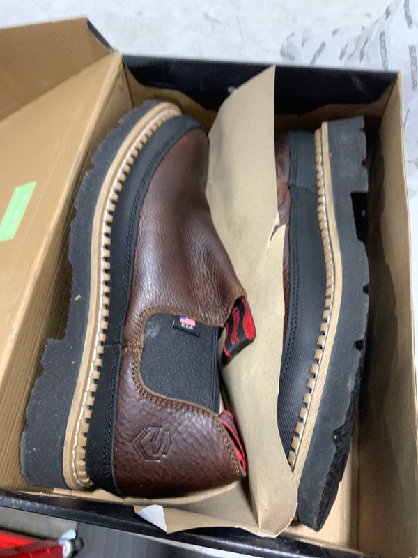 Photo 1 of SUREWAY Mens Slip On Work Boots-Soft Toe,Romeo Slip-on Casual Shoes for Men,Full Grain Leather,Pull On Industrial Construction Safety Boots/Shoes,Comfort Insole,Oil/Slip Resistant,EH Safety 10
