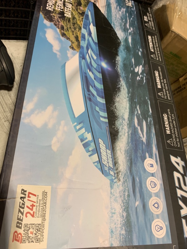Photo 1 of BEZGAR RC Boat, 16 inch Big Brushless Remote Control Boat for Adults and Kids, 35+ KPH Fast Speed RC Boats with 2000mAh Large Rechargeable Battery - TX124