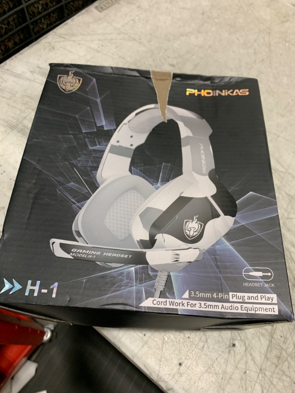 Photo 1 of PHOINIKAS Gaming Headset for PS4, Xbox One, PC, Laptop, Mac, Nintendo Switch, 3.5MM PS4 Stereo Headset Over Ear Headphones with Noise-Cancelling Mic, Bass Surround - Camo
