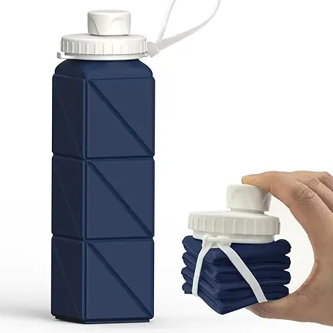 Photo 1 of Collapsible Water Bottles 20.6oz, Silicone Foldable Portable Travel Water Bottle, Folding Lightweight Reusable Leakproof for Traveling Camping Hiking Cycling Yoga Sports Outdoor
