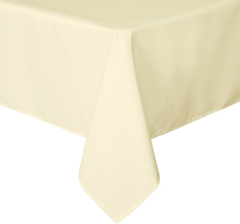 Photo 1 of Rectangle Tablecloth - - Stain and Wrinkle Resistant Washable Polyester Table Cloth, Decorative Fabric Table Cover for Dining Tables, Buffet Parties and Camping, Beige  PACK 2 