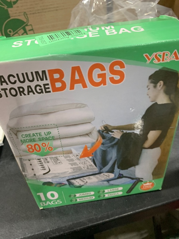 Photo 1 of 10 Pack Vacuum Storage Bags,Space Saver Bags with Hand Pump,Vacuum Sealer Bags for Store Clothing,Comforters,Blankets,and other Bedding(2Jumbo/2 Large/3 Medium/3 Small)