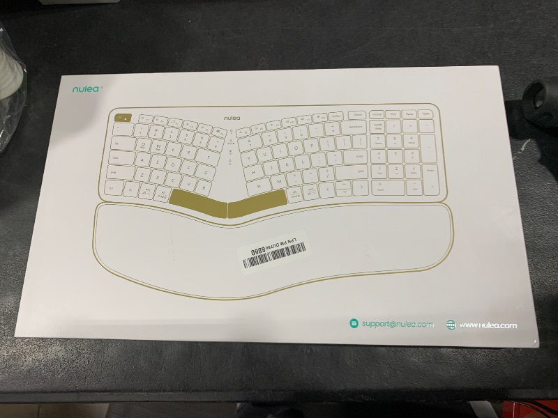 Photo 1 of Nulea RT05B Wireless Ergonomic Keyboard, Split Keyboard with Cushioned Wrist Rest, Bluetooth and USB Connectivity, USB-C Rechargeable Pink Grey