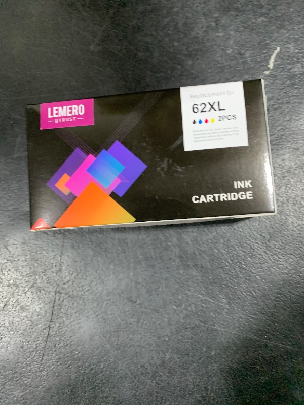 Photo 1 of 62XL Ink Cartridges Black and Color Replacement for HP Ink 62 62XL Works with HP Envy 7640 5660 7645 5540 OfficeJet Mobile 250 200 OfficeJet 5740 5741 8040 Printer Ink 62 (1 Black, 1 Tri-Color)