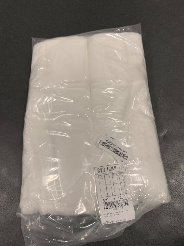 Photo 1 of RYB HOME White Sheer Curtains for Bedroom, Semi Sheer Privacy Curtains & Drapes Linen Wave Texture Harsh Sunlight Filter for Hallway Window Guest Room Country House, 52 x 120 inches Long, 2 Panels
