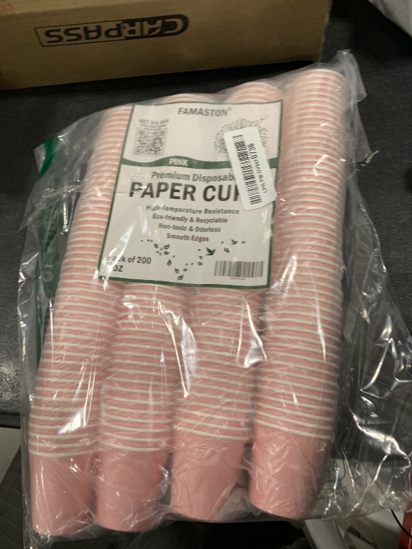 Photo 1 of 200-Pack Pink 3oz Compostable Paper Cups Small Disposable Bathroom Cups for Mouthwash Espresso Coffee Medicine Mini Testing Hot and Cold Shots Biodegradable Dental Cups for Bathroom Rinse or Sampling