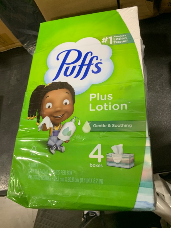 Photo 1 of Puffs Plus Lotion Facial Tissues, 4 Family Boxes, 124 tissues per box