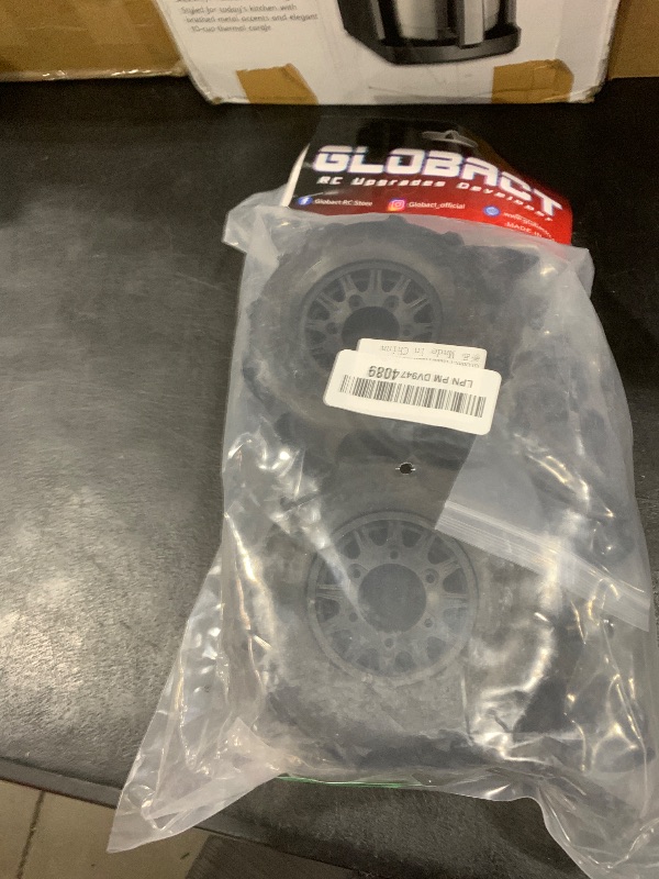 Photo 1 of GLOBACT 12mm/14mm Hex RC Wheels and Tires for 1/10 Scale Arrma Senton Tires Slash Tires Axial Redcat Rc4wd Hex Detachable Replacement Snow Tires Desert Tires(Black 4 Pcs)