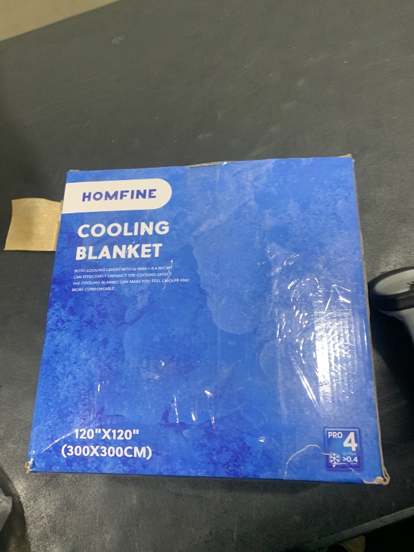 Photo 1 of HOMFINE Cooling Blankets for Hot Sleepers - Summer Blanket Thin Lightweight Breathable Soft Double Side Enhanced Cooling for Bed Couch Sofa, Keep Cool for Night Sweats (Blue, 120 x 120 inches)