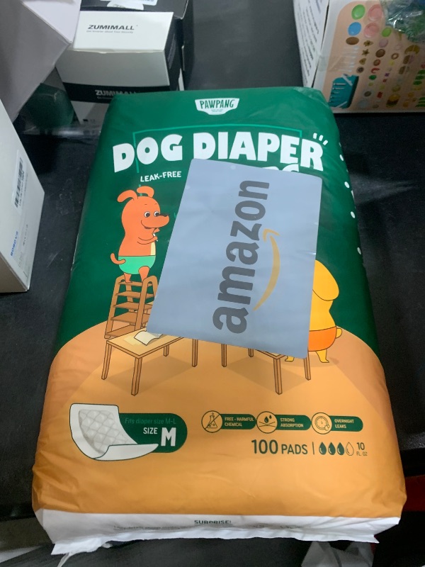 Photo 1 of PAWPANG Disposable Dog Diaper Liners Booster Pads for Male & Female Dogs, 100ct, 4 Sizes Options, Doggie Diaper Inserts fit Most Types of Dog Diapers - Pet Belly Bands & Male Wraps (Medium (100 ct))