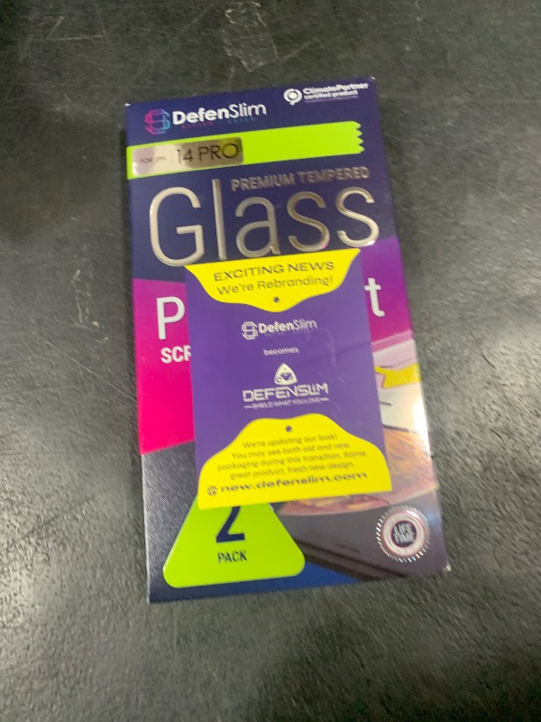 Photo 1 of Defenslim Screen Protector compatible with iPhone 14 Pro (2Pack), Easy Auto-Align Install Kit, 6.1" Tempered Glass, 9H Hardness, Ultra HD Clear, Case Friendly, EasyShield