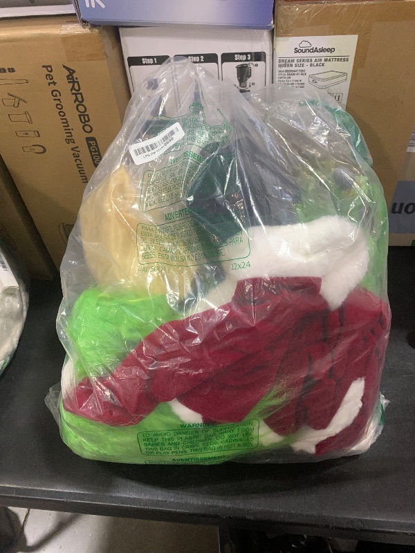 Photo 1 of dgdgcool Christmas Green Costumes Adult, 8pcs Furry Santa Claus Costume for Men Funny Cosplay Santa Costume Mask