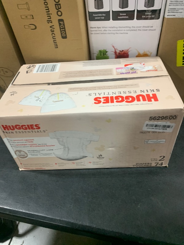 Photo 1 of Huggies Size 2 Diapers, Skin Essentials Baby Diapers, Size 2 (12-18 lbs), 74 Count, Packaging May Vary