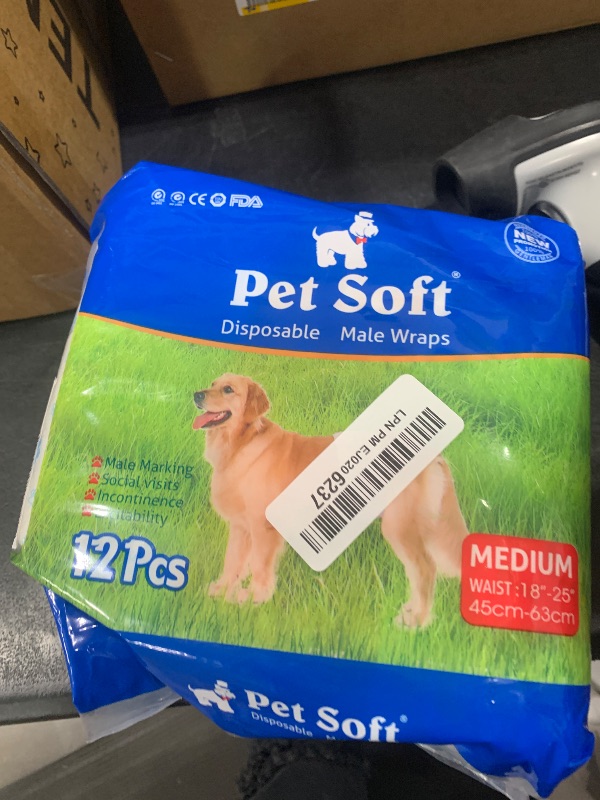 Photo 1 of Pet Soft Disposable Male Dog Wraps - Dog Diapers for Male Dogs, Puppy Diapers 12pcs Medium