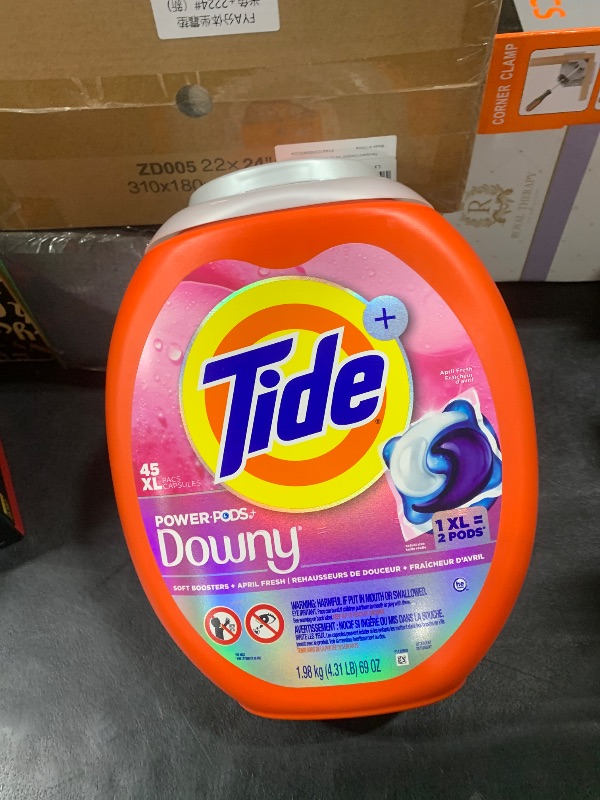 Photo 1 of Tide Power PODs 2-in-1 Laundry Detergent Pacs with Downy Soft Boosters, Lasting Freshness with April Fresh Scent, 45 Count, Tide Laundry Detergent, Washing Detergent