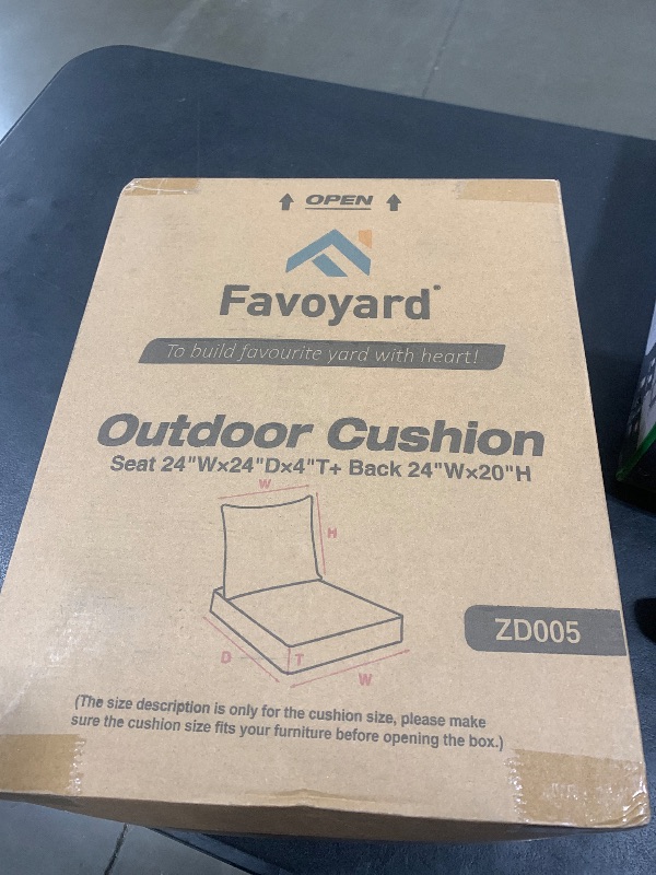 Photo 1 of Favoyard Outdoor Seat Cushion Set 22 x 24 Inch Waterproof & Fade Resistant Patio Furniture Cushions with Removable Cover Deep Seat & Back Cushion with Handle and Adjustable Straps for Chair Sofa Couch