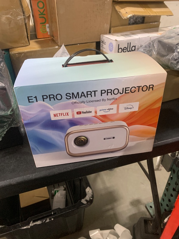 Photo 1 of VIZONY E1 Pro Netflix-Certified Smart Projector, 550 ANSI Lumens, WiFi Bluetooth, Auto Focus & Keystone, Native 1080P & 4K Support, Full-Sealed Optical Engine, Portable Home Theater for Indoor/Outdoor