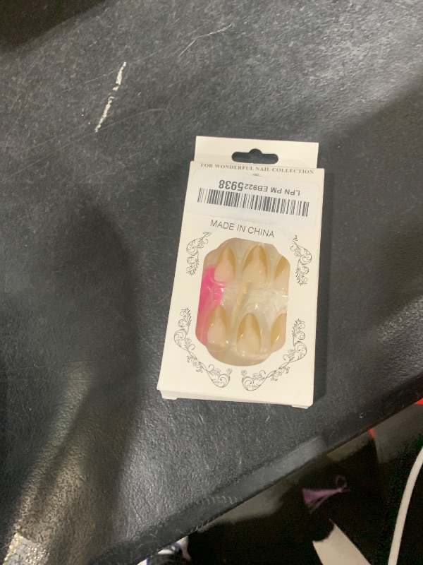 Photo 1 of 24Pcs Gold French Tips Press on Nails Short Almond Fake Nails with Designs Irregular French Lines 3D Acrylic Nails Nude Nails Reusable Gold False Nails for Women Girls Manicure