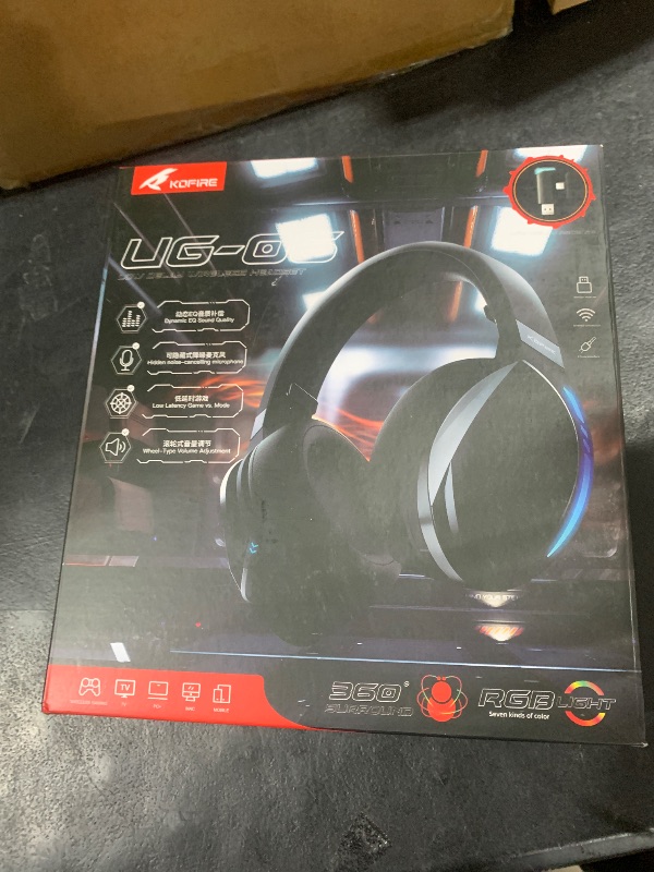 Photo 1 of KOFIRE UG-06 Wireless Gaming Headset, 2.4GHz Bluetooth Gaming Headphones with Noise Cancelling Microphone, 3D Stereo Sound, 65Hr Battery Life Headset for PS5, PS4, PC, Switch, Mac, RGB Light