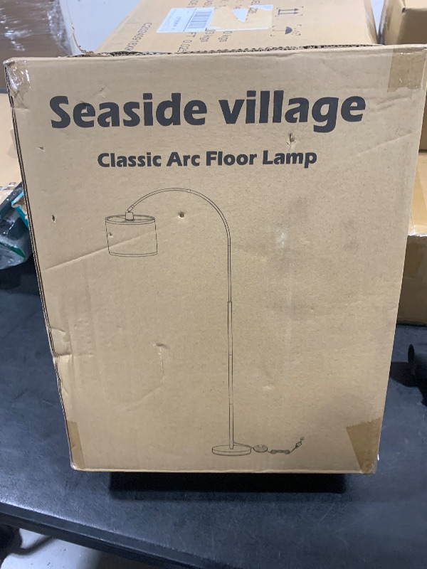 Photo 1 of Arc Floor Lamps for Living Room, Modern Standing Lamp with Adjustable Hanging Drum Shade, Tall Pole Lamp with Foot Switch, Over Couch Arched Reading Light for Bedroom, Office (Black)