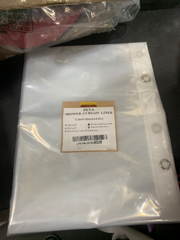 Photo 1 of Barossa Design Plastic Shower Liner Clear - Premium PEVA Shower Curtain Liner with Rustproof Grommets and 3 Magnets, Waterproof Cute Lightweight Standard Size Bathroom Curtains - Clear