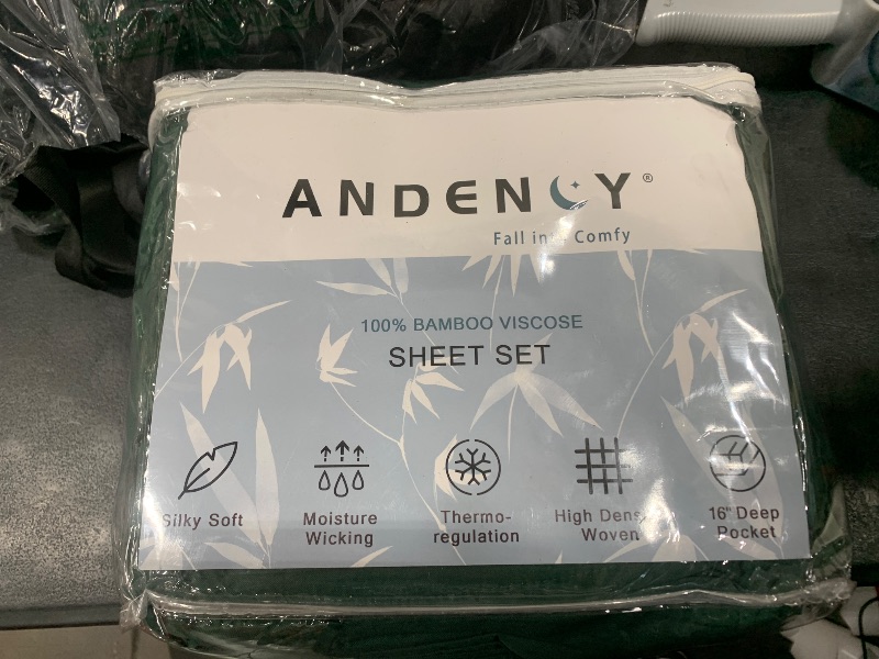 Photo 1 of Andency California King Sheet Sets, 100% Viscose Derived, Cooling Sheet Set, Deep Pocket Up to 16", Silky Soft Bed Sheets, Hotel Luxury Breathable Bedding Sheets & Pillowcases, Dark Emerald Green