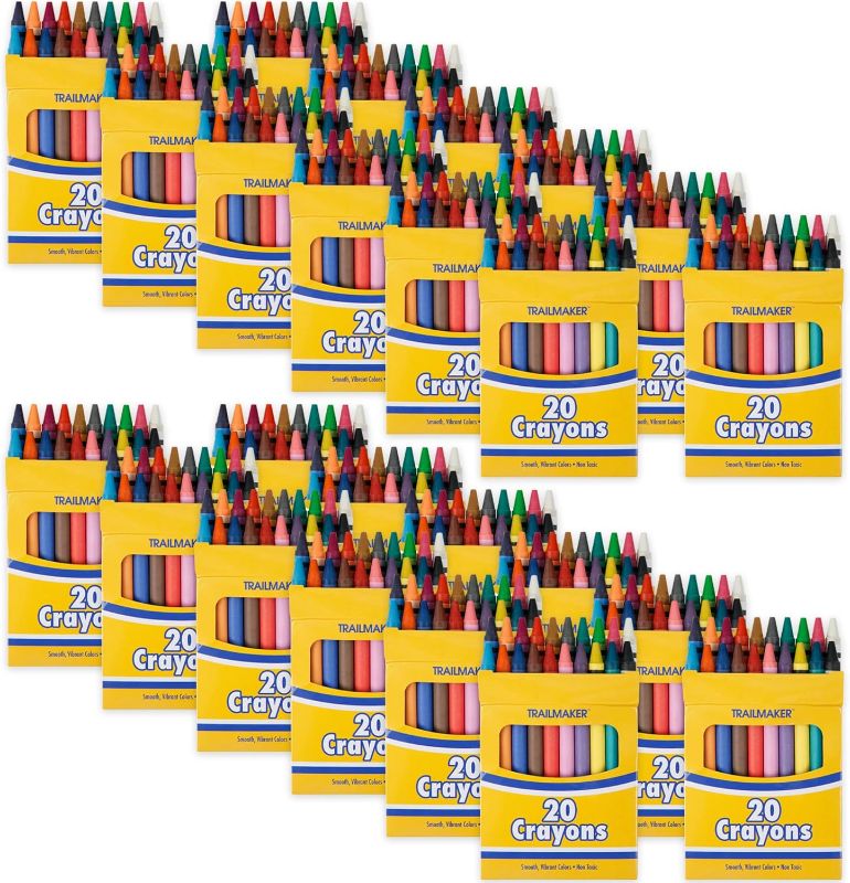 Photo 1 of Trail Maker 25 Pack Crayons Bulk for Kids, Party Favors, Classroom Wax Coloring Art Set (25 Packs of 20 Crayons)