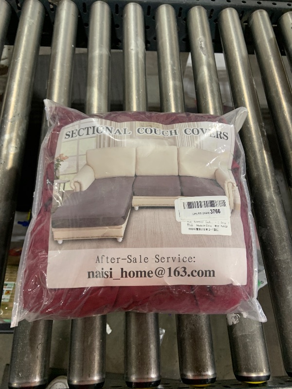 Photo 1 of NAISI Waterproof Couch Cushion Covers Thick Velvet Fabric Washable Sofa Slipcovers Sectional Couch Covers for 3 Pieces Separate L Shape Couch Cover with Elastic Bottom(2 Seater + 1 Chaise, Burgundy)