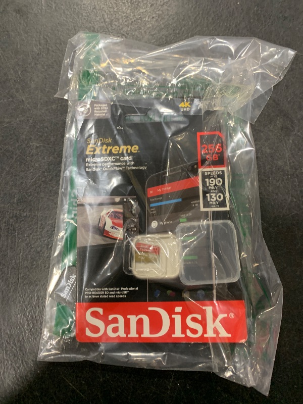 Photo 1 of SanDisk 256GB Extreme microSDXC UHS-I Memory Card with Adapter - Up to 190MB/s, C10, U3, V30, 4K, 5K, A2, Micro SD Card - SDSQXAV-256G-GN6MA