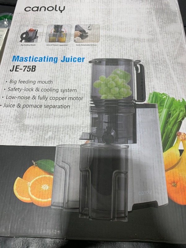 Photo 1 of Cold Press Juicer, 5.8" Wide Feed Chute Juice Extractor Machine with 400W, High Juice Yield, Slow Masticating Juicer for Whole Vegetables & Fruits, Premium Silver