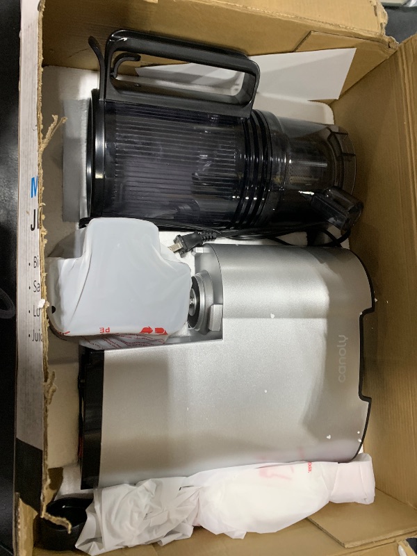 Photo 1 of Cold Press Juicer, 5.8" Wide Feed Chute Juice Extractor Machine with 400W, High Juice Yield, Slow Masticating Juicer for Whole Vegetables & Fruits, Premium Silver