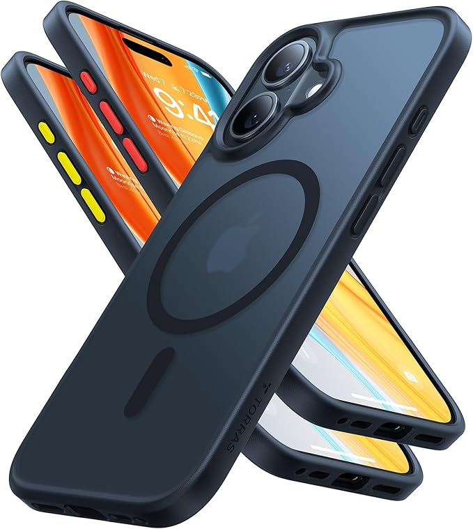 Photo 1 of TORRAS Magnetic Shockproof for iPhone 16 Case, [18N Mighty Magnetic] [12FT Military Grade Drop Tested] [Fit for MagSafe] Protective Hard Back Plastic Slim Phone Case for iPhone 16 6.1", Black Titanium
