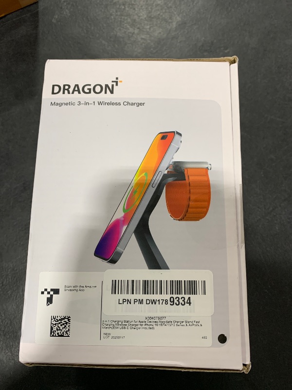 Photo 1 of 3 in 1 Charging Station for Apple Devices,Mag-Safe Charger Stand Fast Charging,Wireless Charger for iPhone 16/15/14/13/12 Series,& AirPods,& iWatch(USB-C Charger Included)