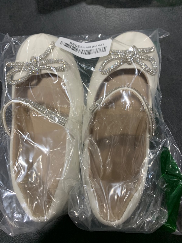 Photo 1 of K KomForme Girl's Bow Mary Jane Dress Shoes Ballet Princess Flats with Rhinestone Strap for Party Wedding School, Toddler/Little Kid/Big Kid White Size 13