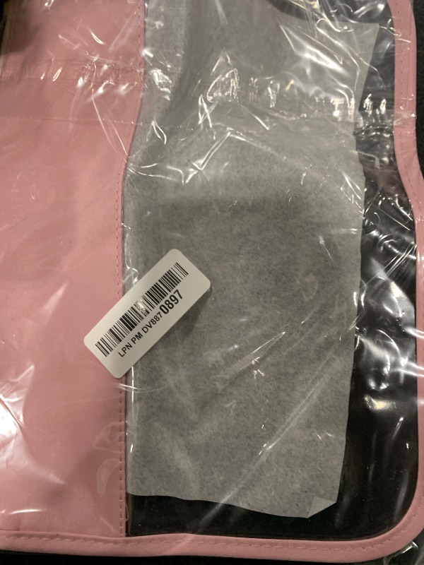 Photo 1 of LOKFAR Nylon Makeup Bag DIY Chenille Letter Clear Travel Zipper Pouch, Preppy Makeup Bag Clear Cosmetic Bag, Water-proof Makeup Travel Pouch Snack Bags for Women (Pink)