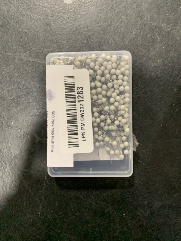 Photo 1 of 500 Pack Map Push Pins Map Tacks Small Size (White, 1/8 Inch)