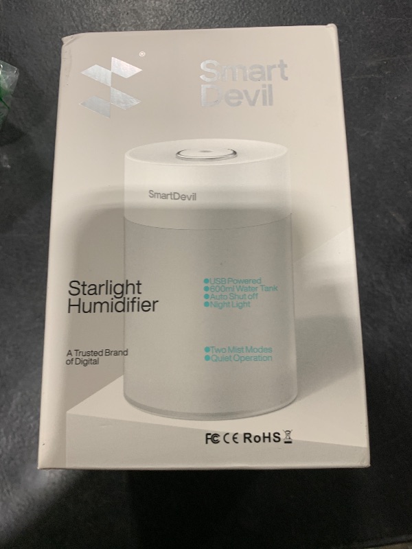 Photo 1 of SmartDevil Small Humidifier, 600ml Portable Mini Humidifier, USB Personal Desk Humidifier for Bedroom, Plants, Office, Travel, Nightstand with Night Light, Auto Shut-Off, Super Quiet, White