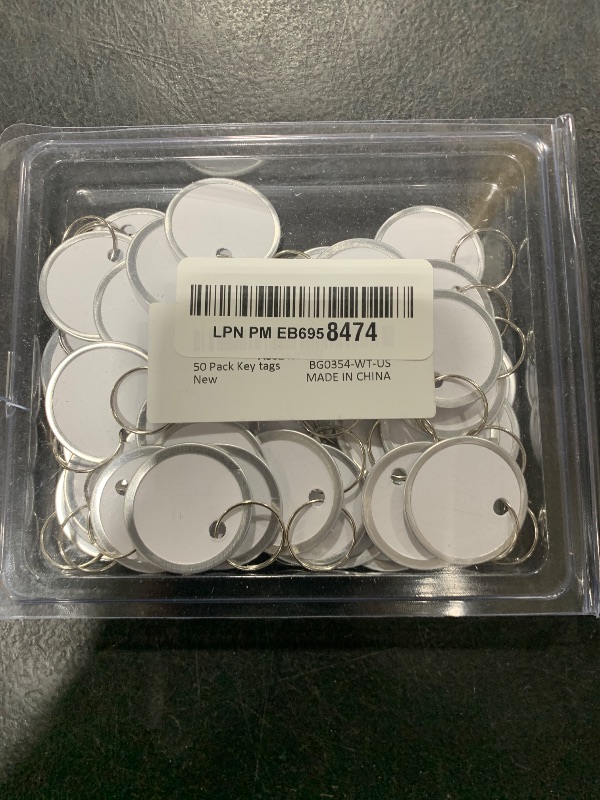 Photo 1 of Uniclife 50 Pcs Key Tags 1 Inch White Paper Labels Writable Round Plastic Key Chain Tags with Split Rings Sturdy Lightweight Item Identifiers