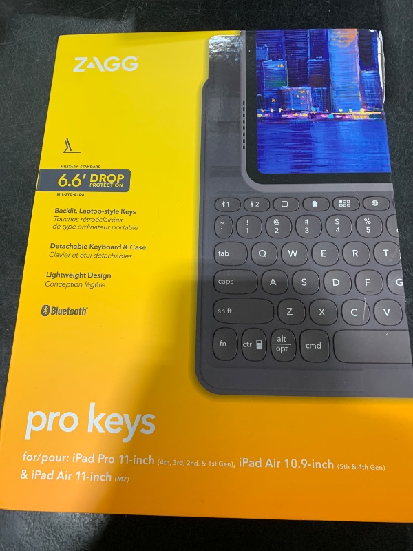 Photo 1 of ZAGG Pro Keys Detachable Case and Wireless Keyboard for Apple iPad Air 11" (M3)/ Pro 11" (Gen 1,2,3,4) and iPad Air (Gen 4,5,& M2), Bluetooth Pairing, Apple Pencil Holder, 6.6ft Drop Protection