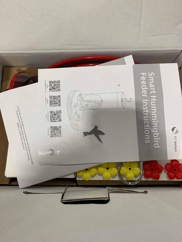 Photo 1 of TT Nature Hummingbird Feeder with Camera Solar Powered, AI Identify Cloud Storage Instant Notification, CCPA Data Protection, Outdoor Hanging, Idea Gift for Family Friends (20 Ounces)