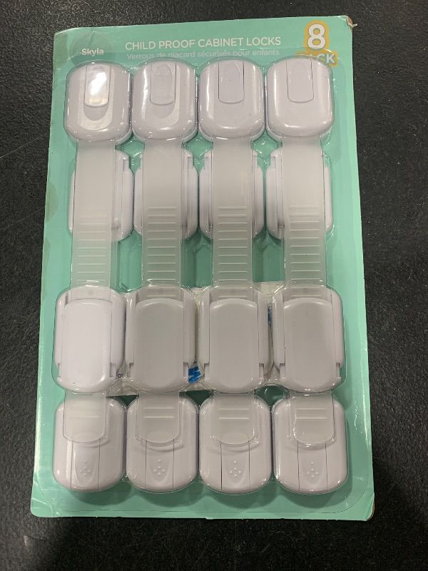 Photo 1 of SKYLA HOMES Baby Locks (8-Pack) Child Safety Cabinet Proofing - Safe Quick and Easy 3M Adhesive Cabinet Drawer Door Latches No Screws & Magnets Multi-Purpose for Furniture Kitchen Ovens Toilet Seats