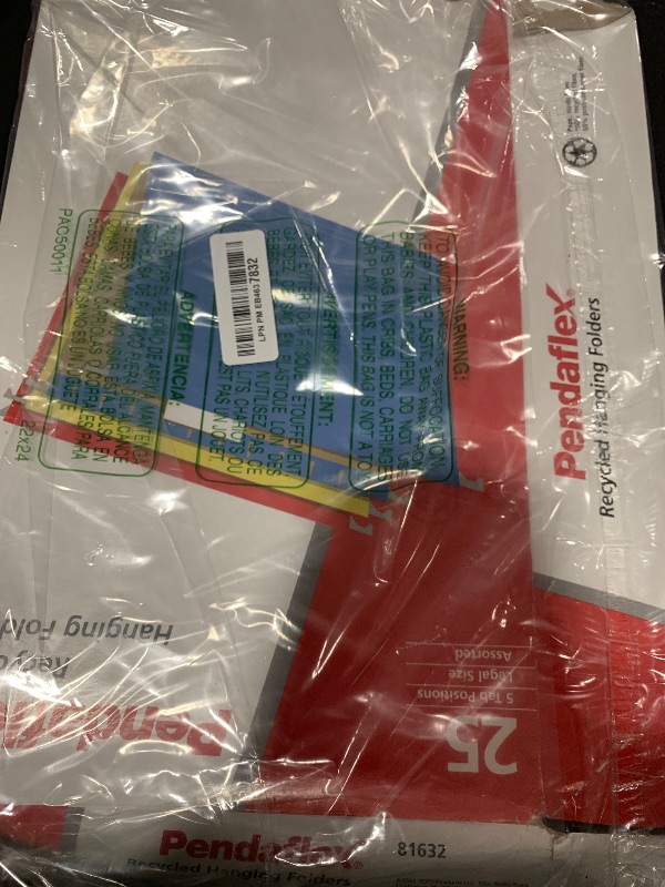 Photo 1 of Pendaflex Recycled Hanging Folders, Legal Size, Assorted Colors, 1/5 Cut, 25/BX (81632)