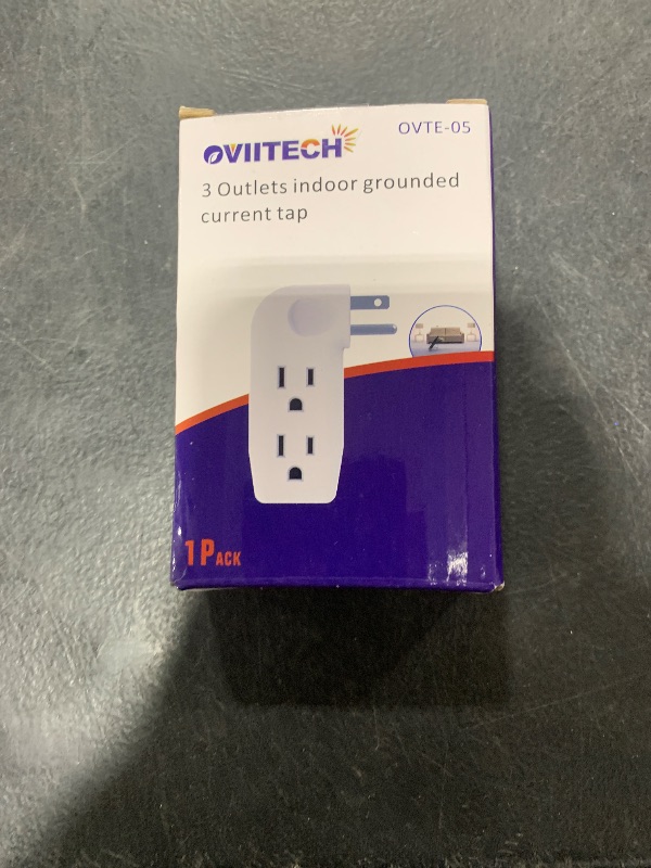 Photo 1 of 3 Way Outlet Vertical Wall Tap Splitter Adapter with 3 Prong Plug for Behind Furniture, Hard Plastic,UL Listed,1PK.