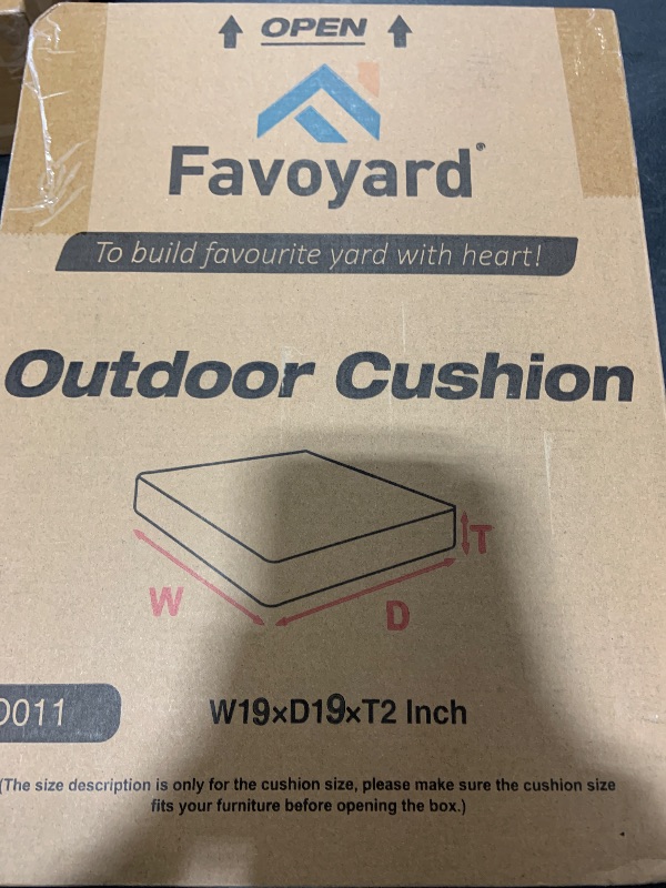 Photo 1 of Favoyard Outdoor Chair Cushions 19"W x 19"D x 2"T Set of 4 Patio Chairs Cushions 3-Year Fade Resistant & Waterproof Cushions for Outdoor Furniture with Hidden Zipper, Attach Straps for Dining Chairs