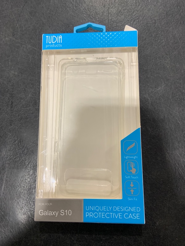 Photo 1 of TUDIA Ultra Thin TPU Clear Case Compatible with Samsung Galaxy S10 Case 4G, Lightweight Shockproof Ultra Slim Clear TPU Protective Cover for Galaxy S10 4G