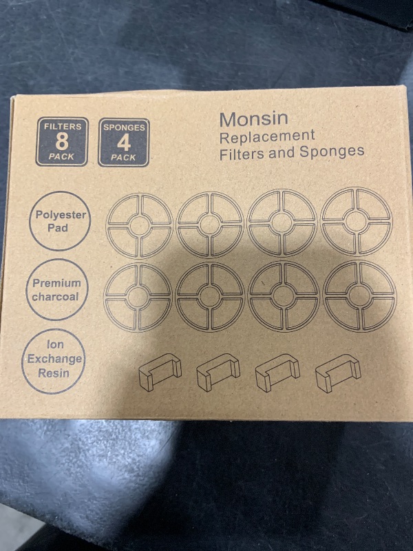 Photo 1 of Cat/Pet Water Fountain Filters, 12 Pieces Set Pack of 8 Replacement Filter Fit for 81oz/2.4L, 3 Filtration System with 4 Pre-Filter Sponges