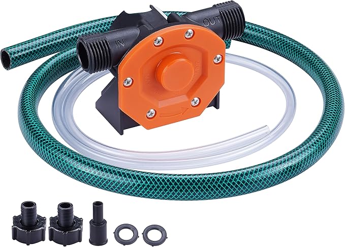 Photo 1 of TOPWAY Self Priming Water Drill Pump Attachment with Suction and Discharge Hose, Mini Hand Power Drill Pump for Water, Oil Transfer