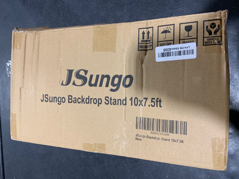 Photo 1 of JSungo Backdrop Stand, Adjustable 10x7.5 FT Background Stand Backdrop for Parties, Photo Video Studio, Portable Photography Backdrop Stand with Carrying Bag, 6 Backdrop Clamps, and 2 Stand Bags