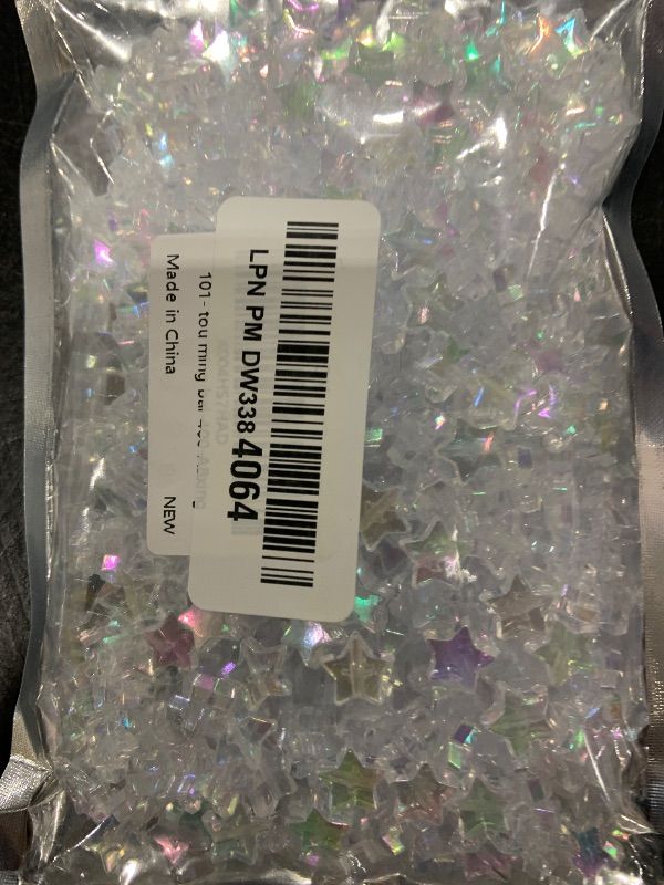 Photo 1 of Daiyifiy 400Pcs Acrylic Star Beads, AB Colors Star Shape Beads Crystal Star Beads for Jewelry Making DIY Bracelet Earring Necklace Key Chains(101- Transparent White AB)