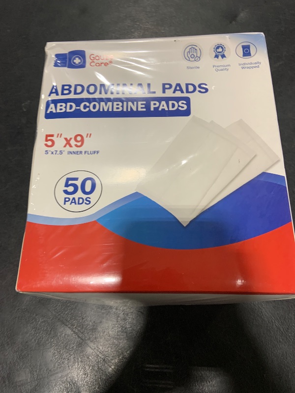 Photo 1 of GauzeCare Sterile Abdominal- ABD Combine Pads| 50-Pack, 5 x 9 Inches| Extra Absorbent & Thick, Individually Wrapped Wound Dressing, First Aid Pads| Surgical-Grade, Nonstick- for Heavy Leakage, Post Op